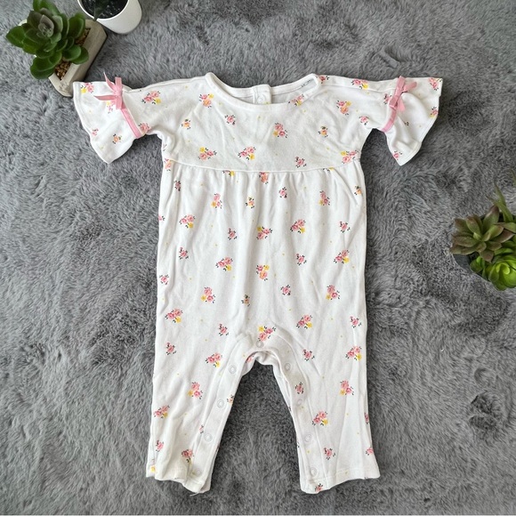 Janie and Jack Floral Print One-Piece with Bell Sleeves - Picture 3 of 9